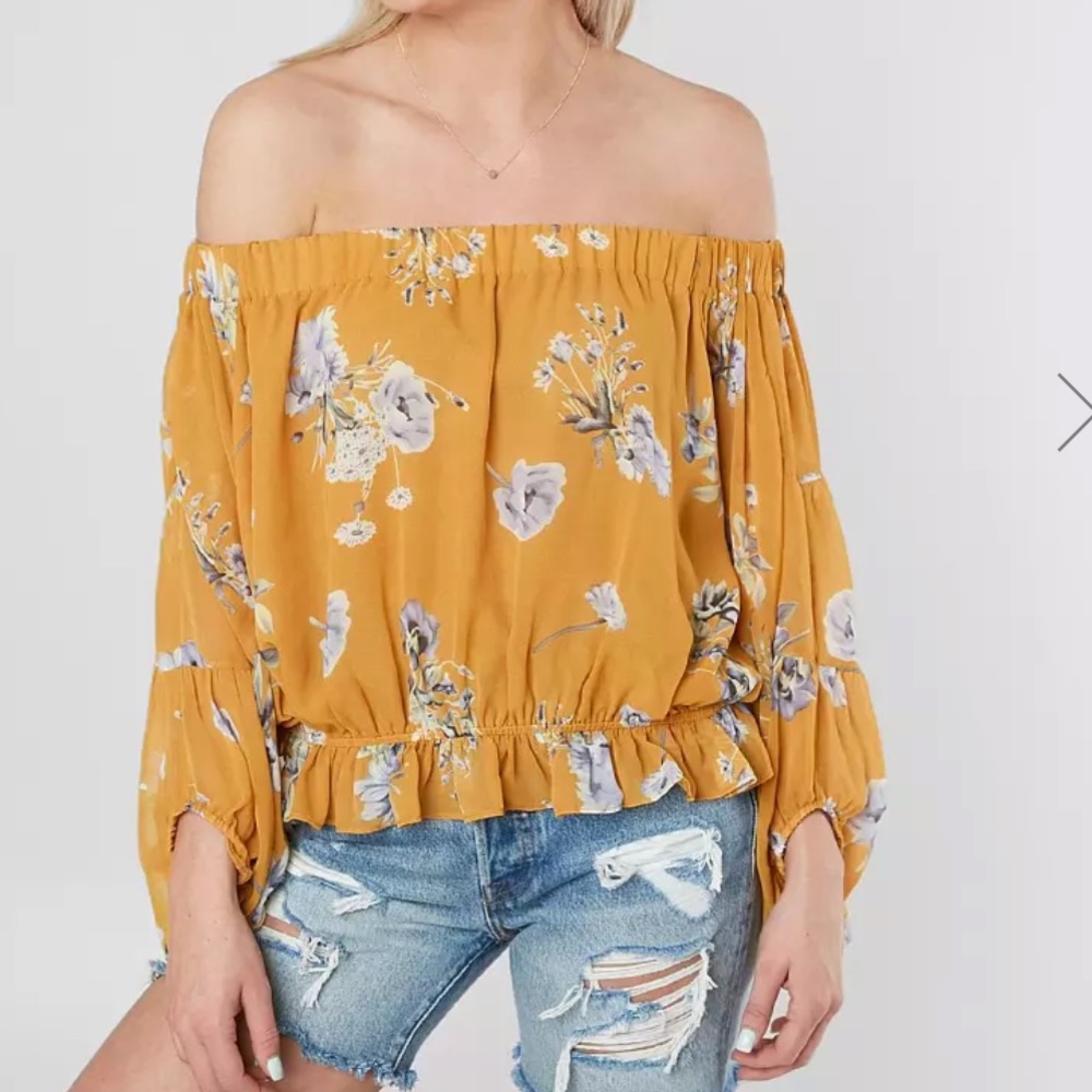 WILLOW & ROOT Women’s Floral Off Shoulder Crop Top With Elastic Ruffle Waist - Picture 2 of 8
